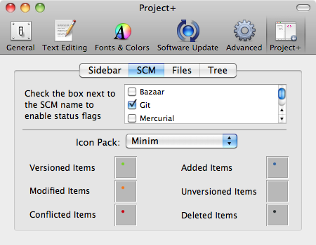 Project+ SCM tab