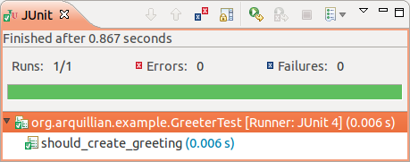 arquillian tutorial junit green bar