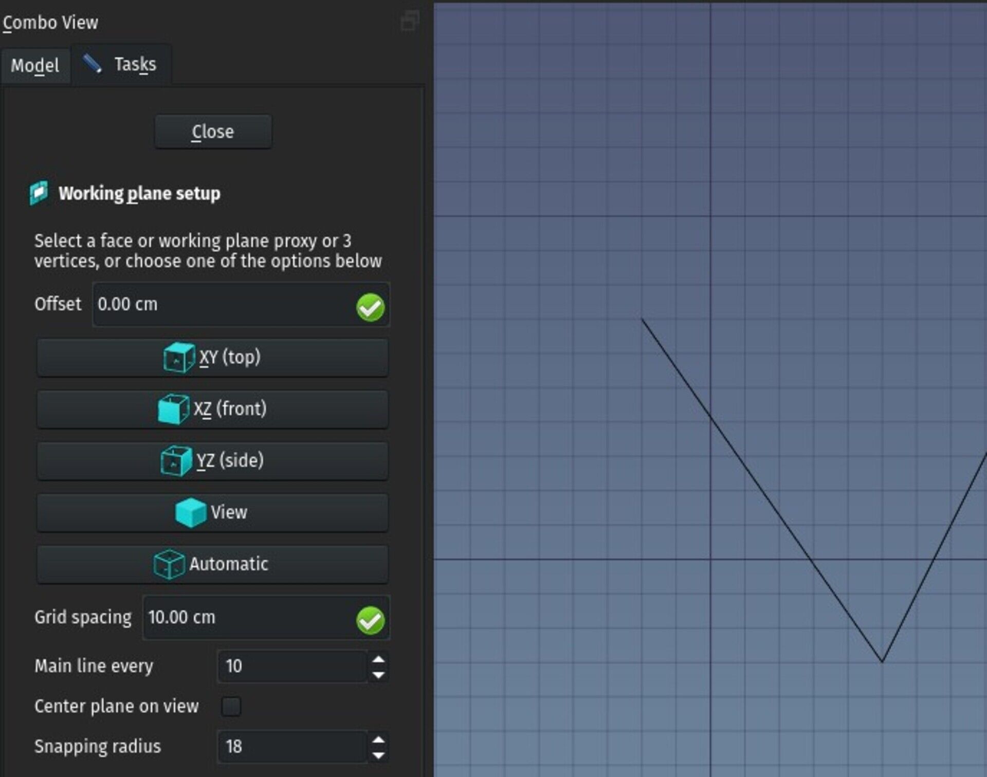 cleaner Working Plane dialog