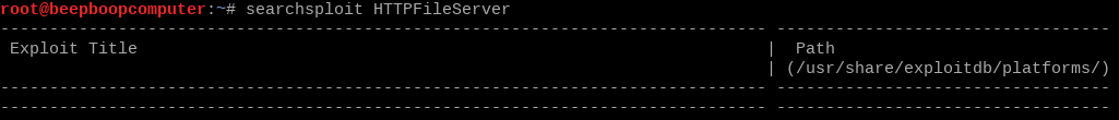 searchsploit HTTPFileServer