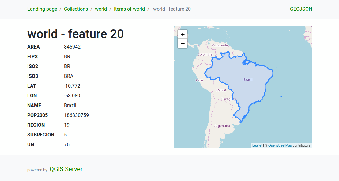 Example: QGIS Server response to a WFS Feature request