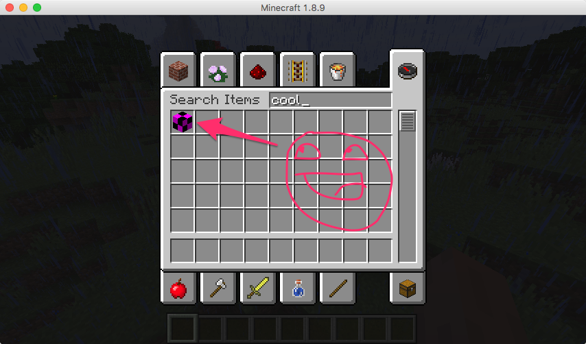 The 'cool' block displaying in the creative inventory search tab