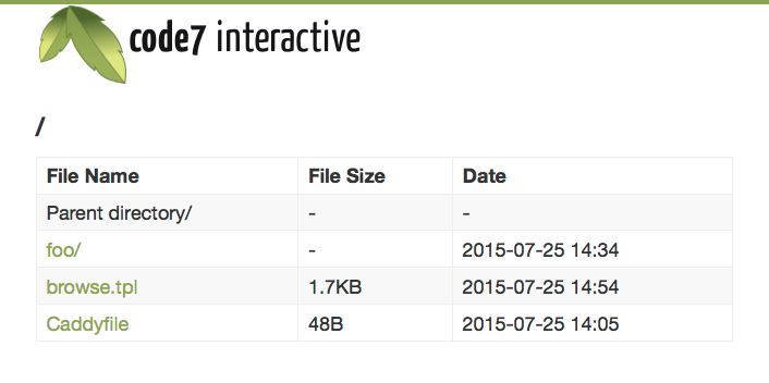 Code7 template for Caddy browse directive