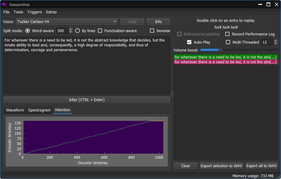 Interface with Tac2 model loaded