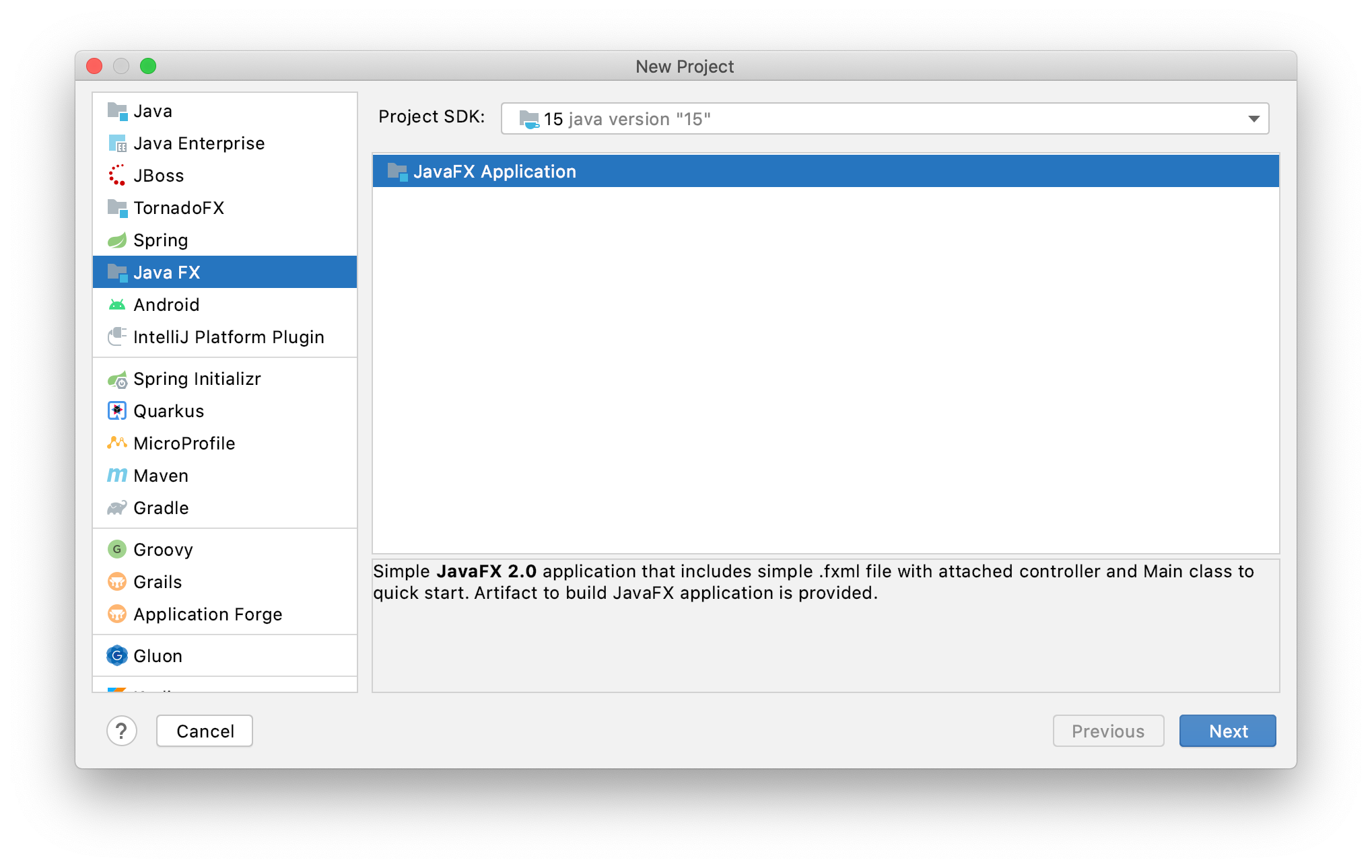 Create a JavaFX project