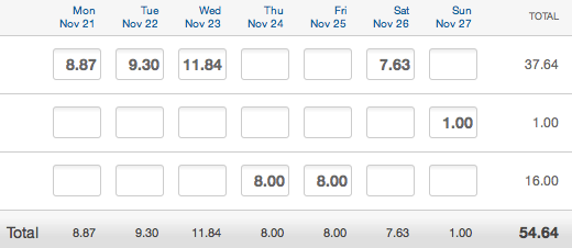 Harvest time sheet