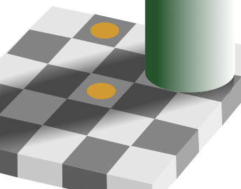 Checker Shadow Illusion with Yellow Dots