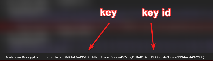 example key and kid from console