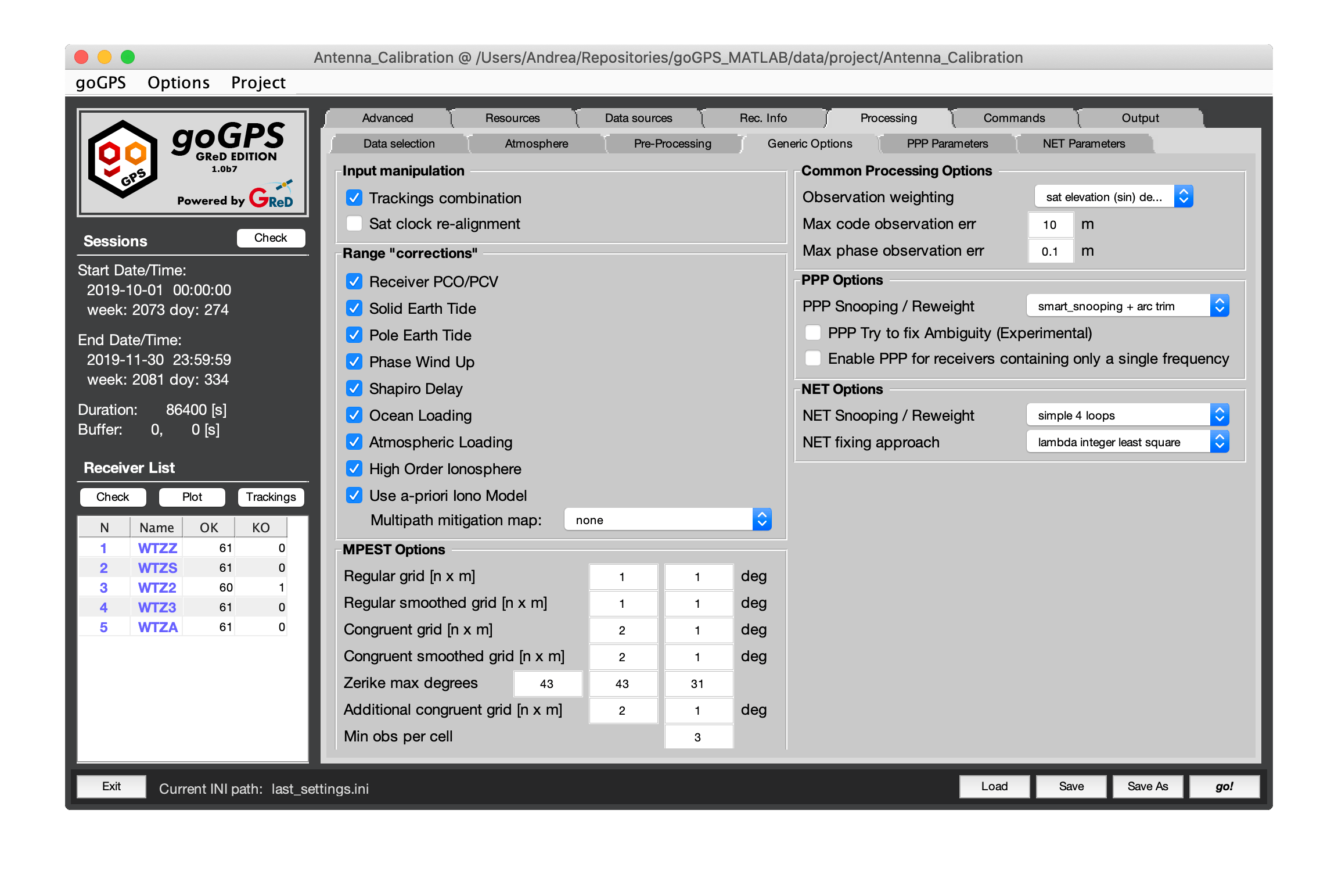 goGPS Generic Options