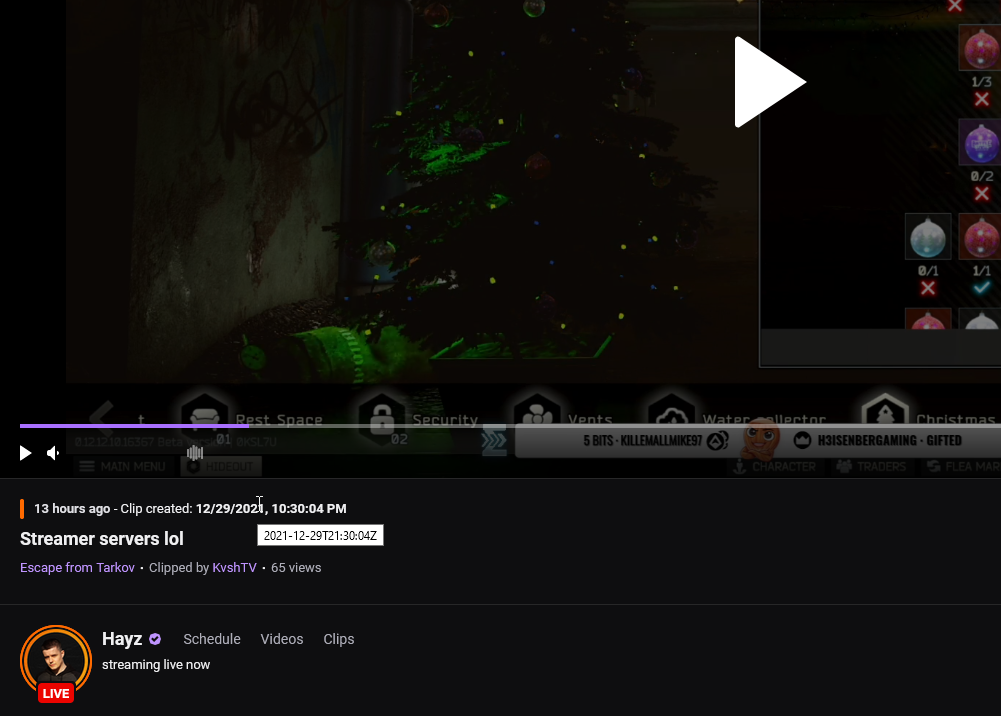 Screenshot of userscript on main Twitch website