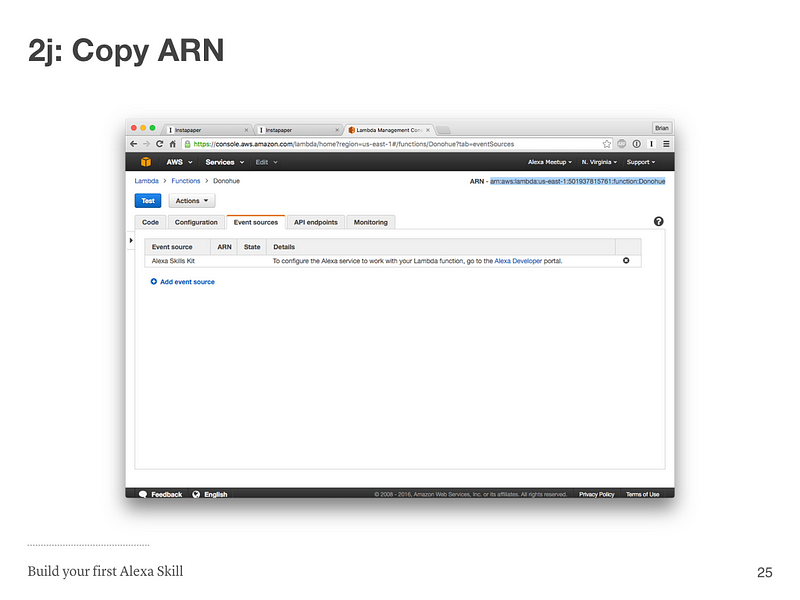 Step 2j: Copy ARN