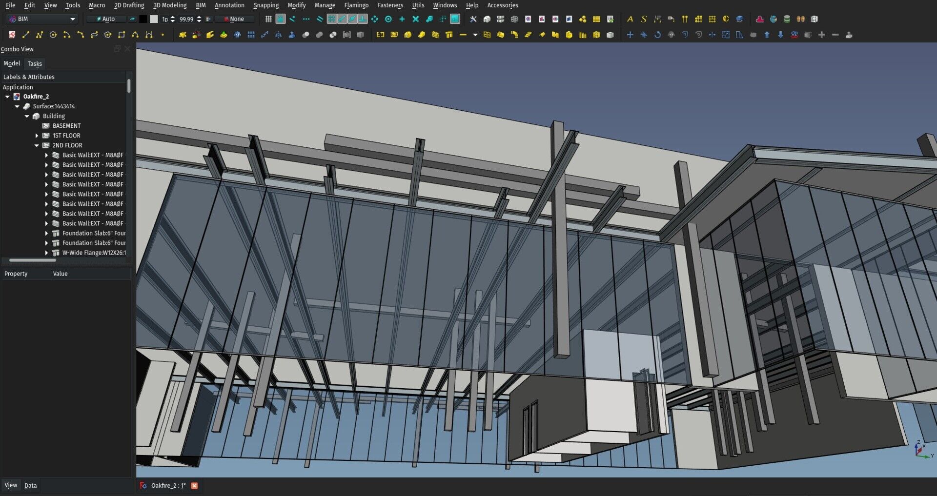 screenshot of a building in FreeCAD