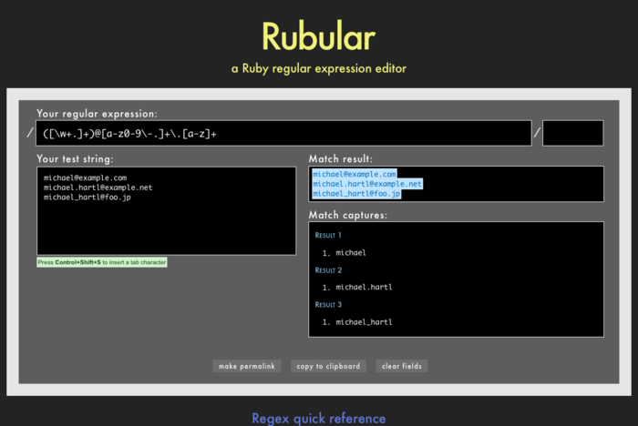 图6.7：很棒的Rubular正则表达式编辑器