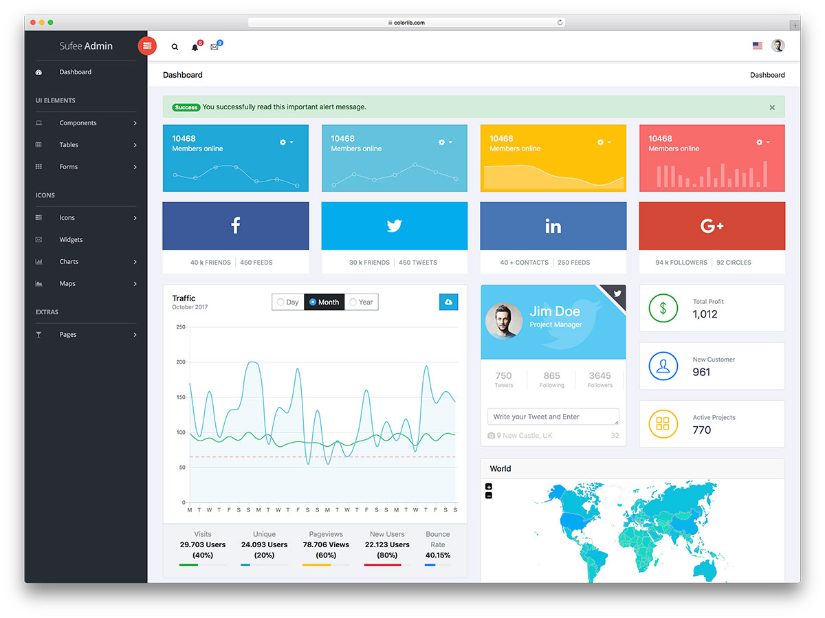 Sufee admin dashboard template preview