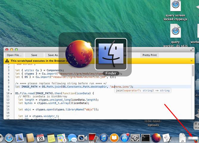 red arrow pointing to where icon is not showing, this image shows the icon is set in alt+tab menu and dock which is awesome