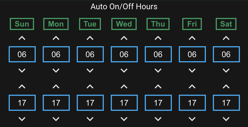 Auto On/Off Hours