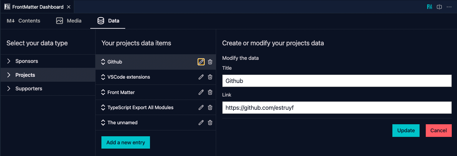 Data dashboard