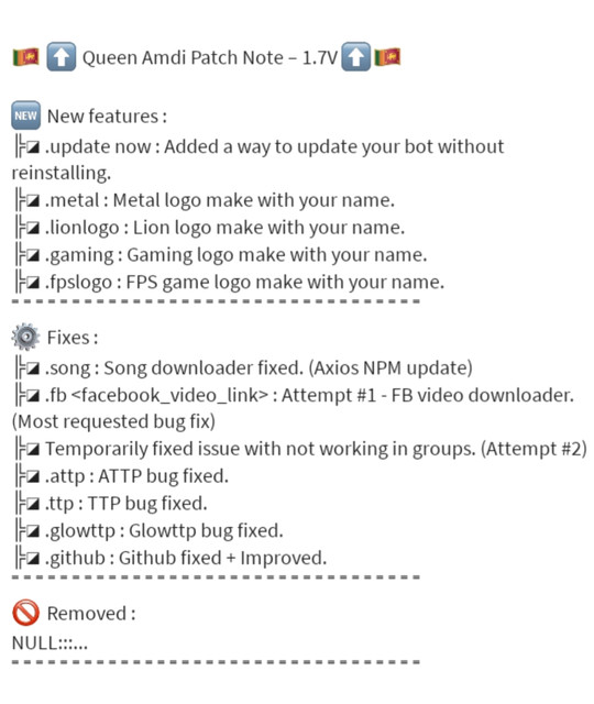 QueenAmdi 1.7v patch note