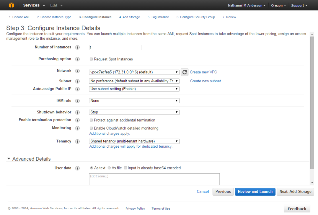 Configure Instance Details - The defaults