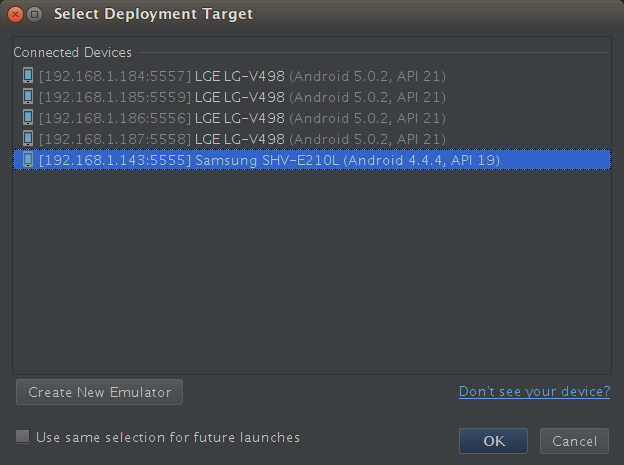 Multiple devices with ADB over TCP