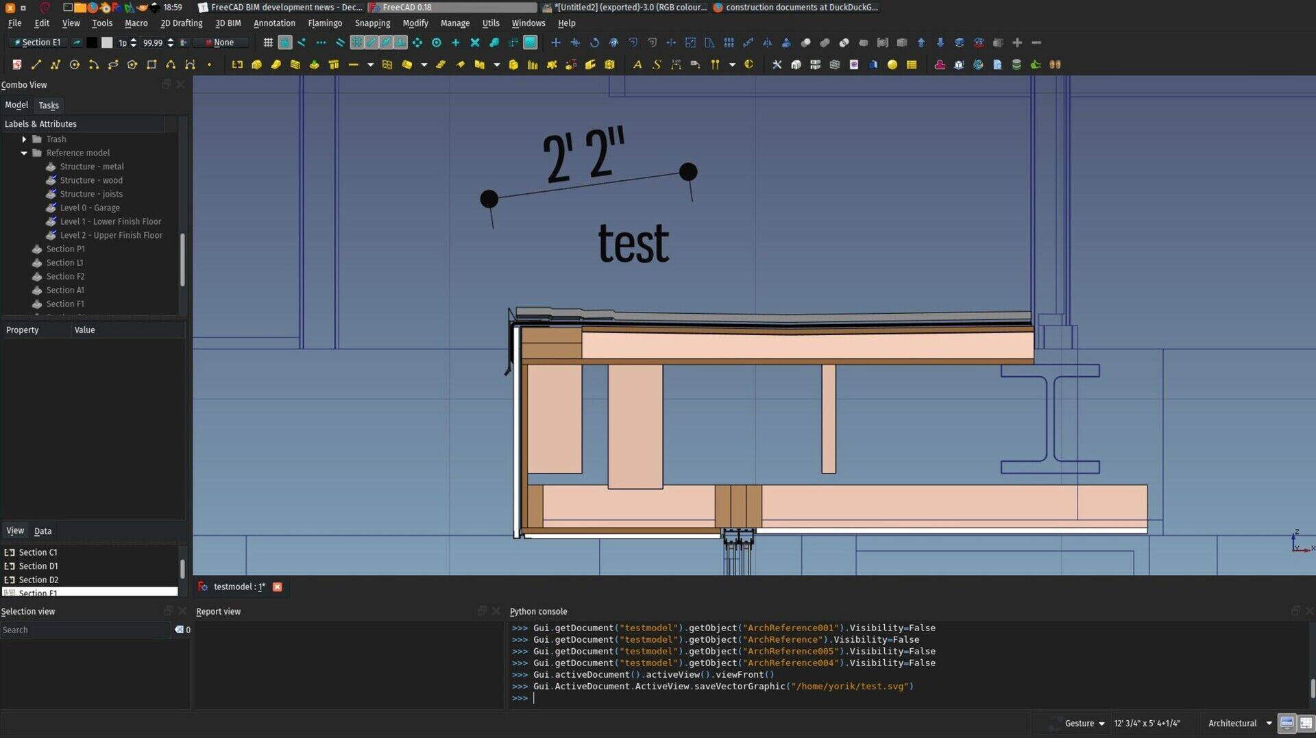 detail of the FreeCAD 3D view