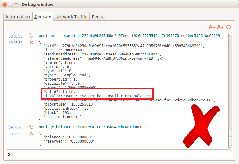 Result of retrieving information about an invalid transaction.