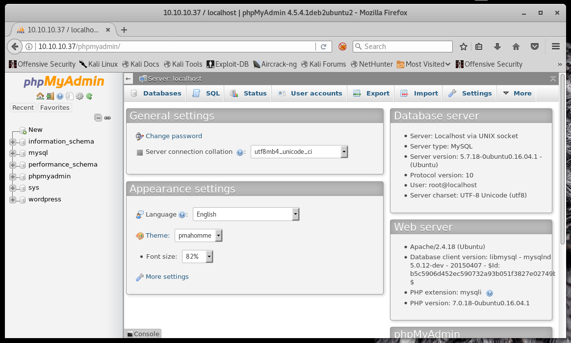 A12- phpmyadmin log in