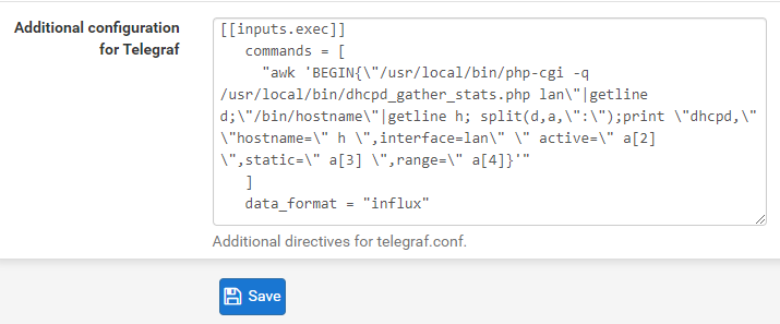 pfSense Configuration - Additional configuration for Telegraf