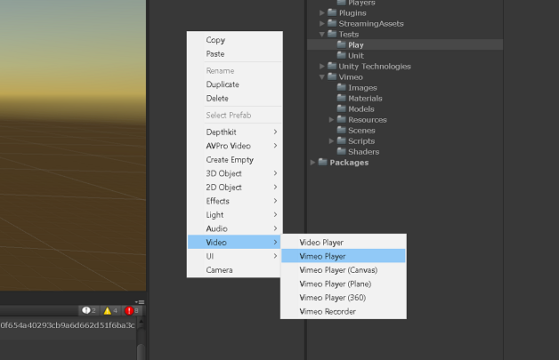 Creating HoloPlay Capture from the right-click menu