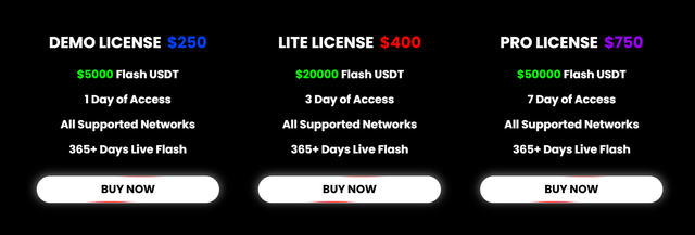 usdt flash software license packages