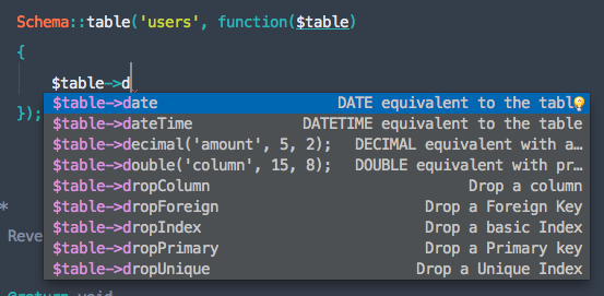 Laravel Tables Screenshot