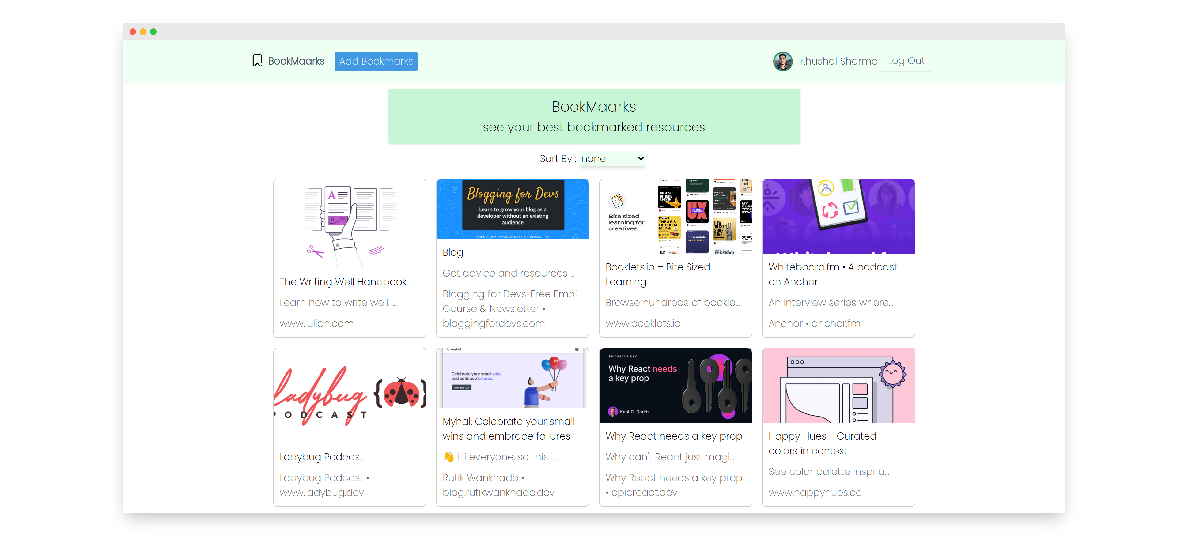 Bookmarks : Dashboard