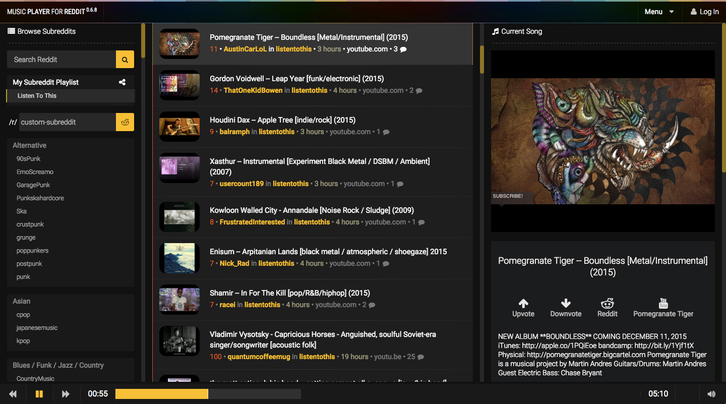 Music Player for Reddit screenshot