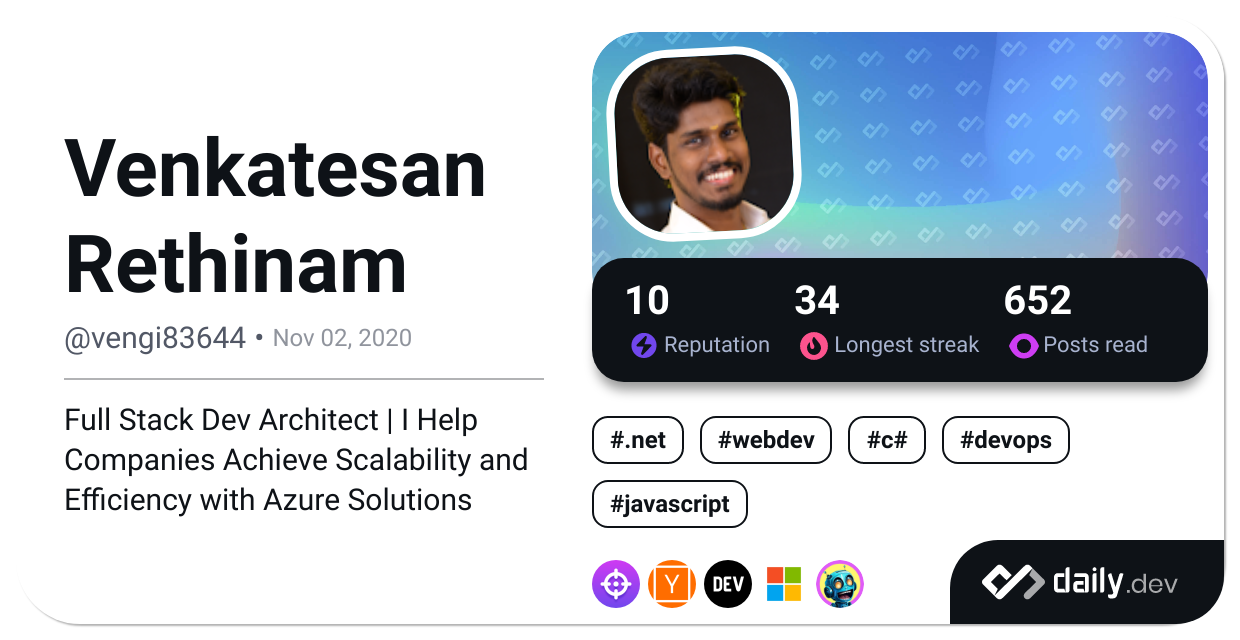 Venkatesan Rethinam's Dev Card