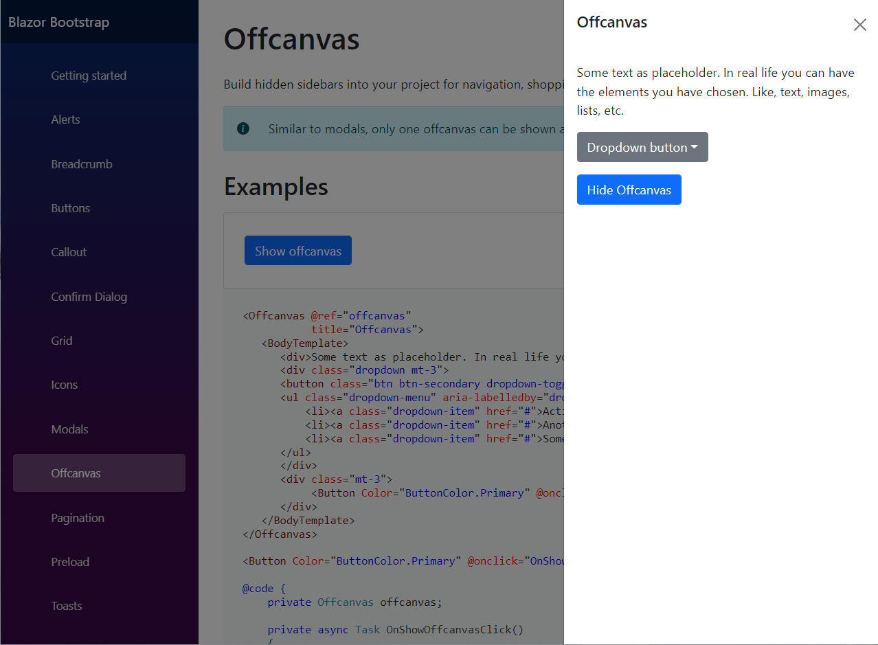 Blazor Bootstrap - Offcanvas