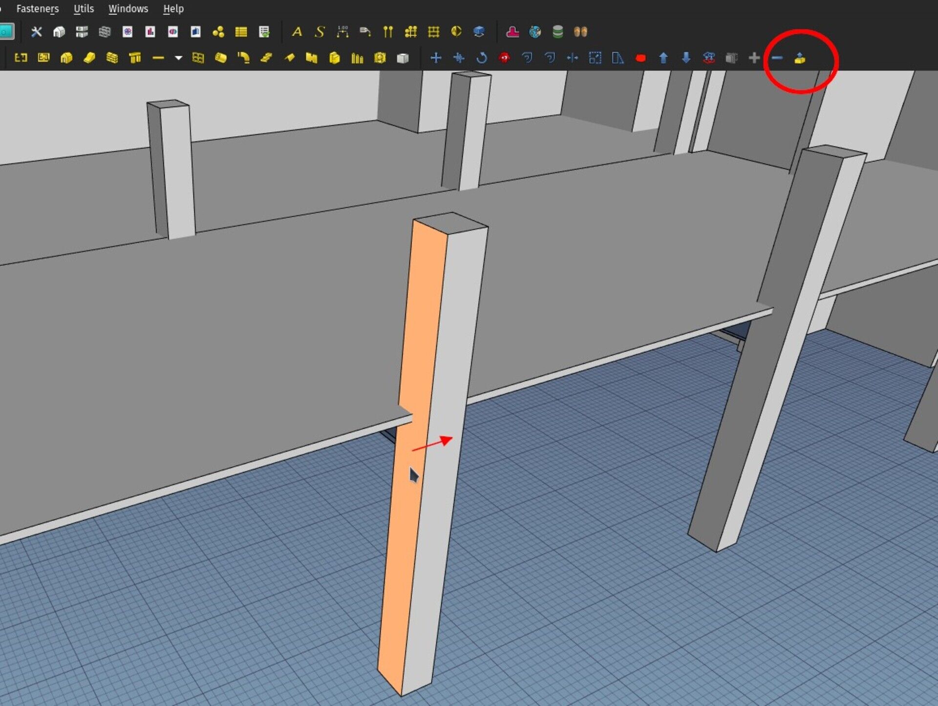 Illustration of the reextrude tool at work