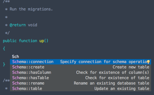 Laravel Schema Screenshot