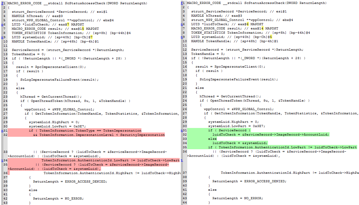 Diaphora diffing MS15-050, diffing pseudo-code