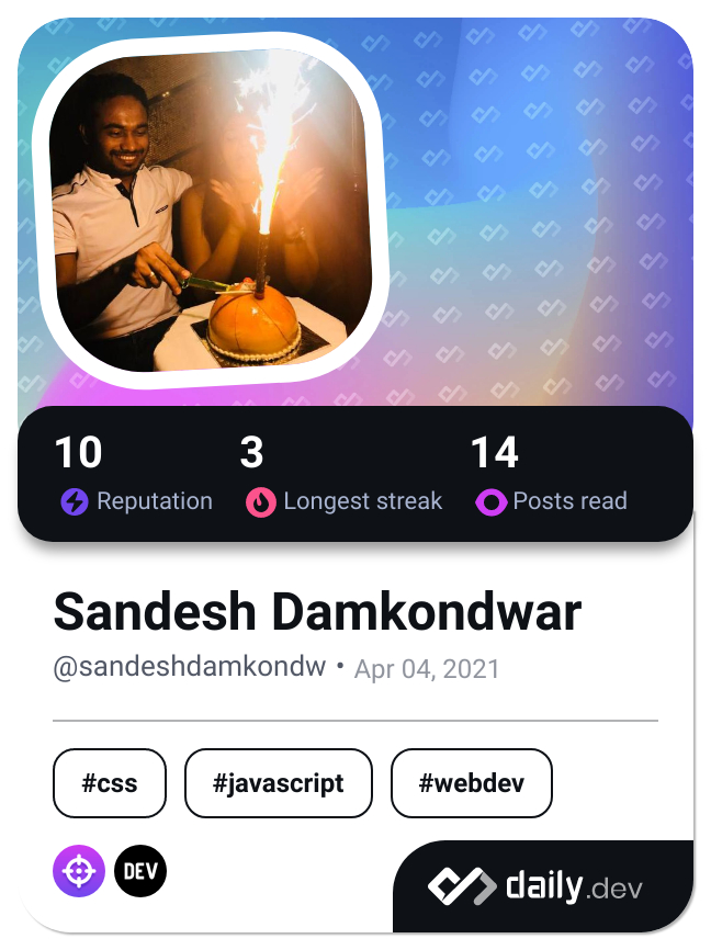 Sandesh Damkondwar's Dev Card