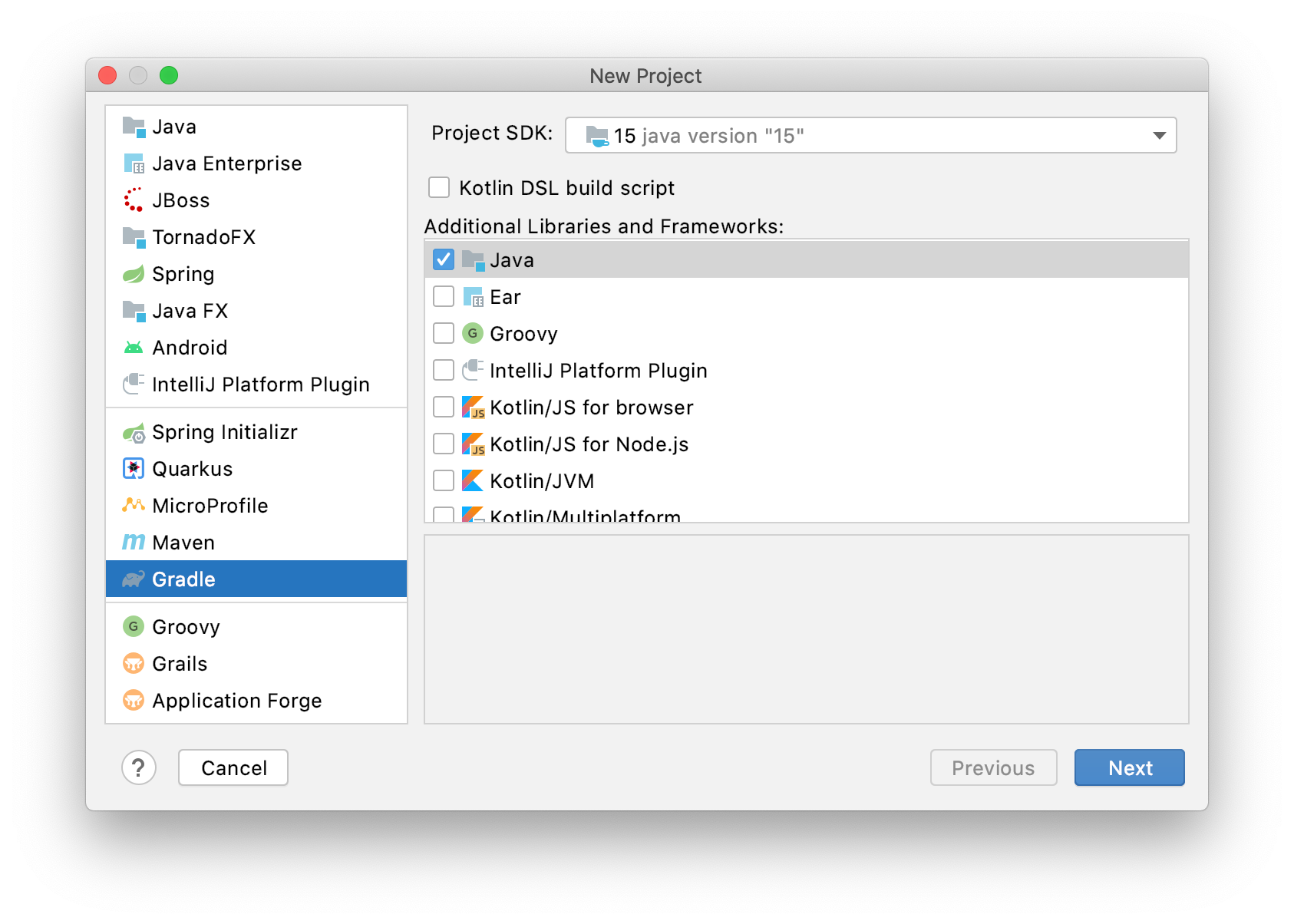 Create a Gradle project