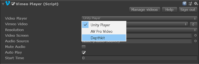 Select Depthkit video player