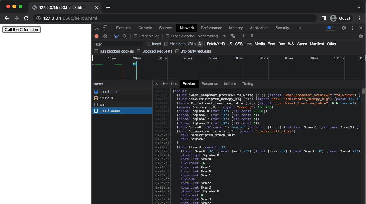 WebAssembly Text representation in browser