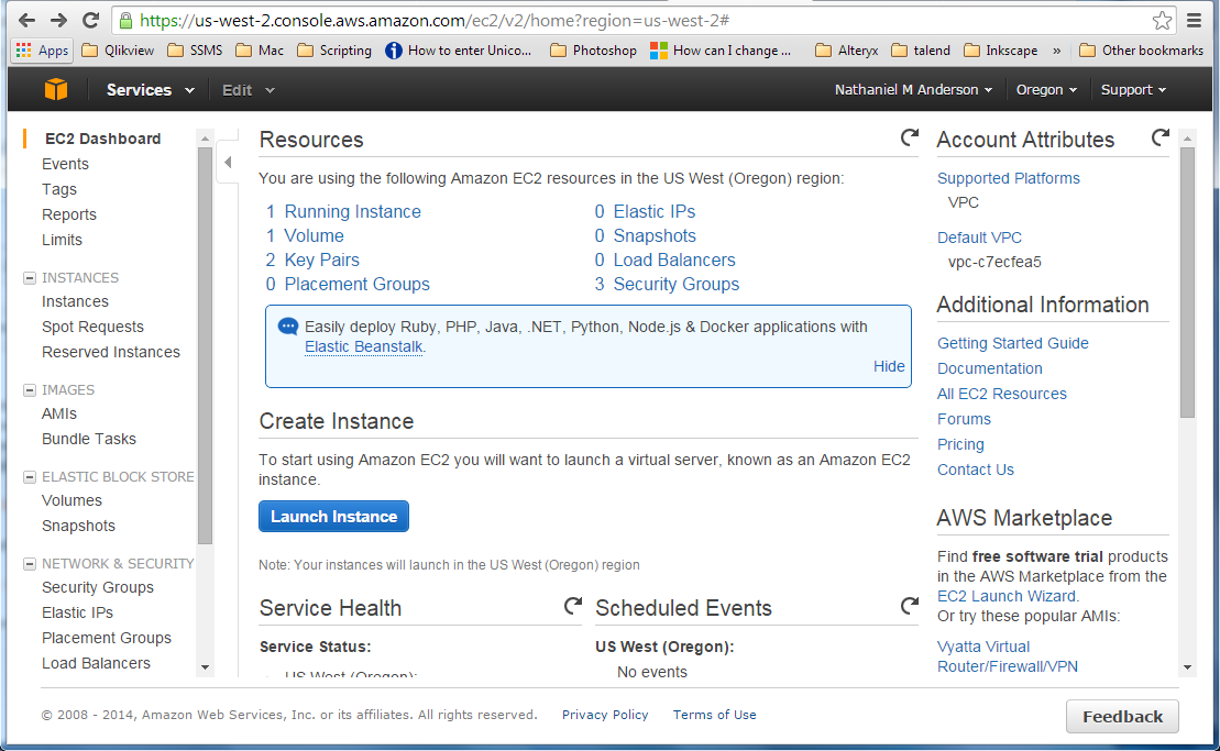 EC2 Dashboard - Choose "Launch Instance"