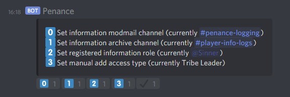 A screenshot of the bot's setup command