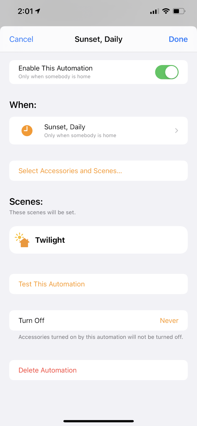 Sunset ( Daily ) Automation