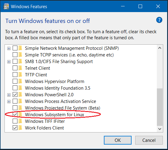 wsl checkbox