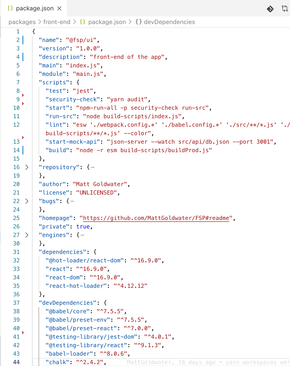 a package.json file