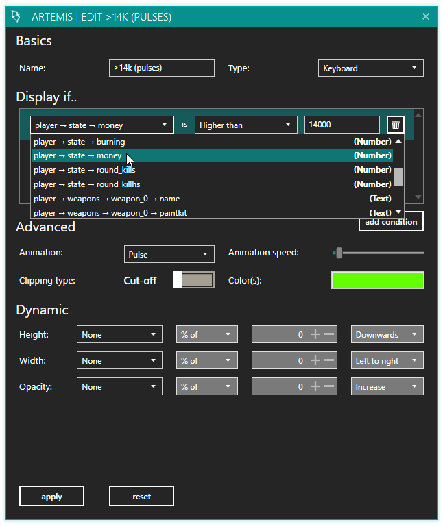 Layer editor conditions