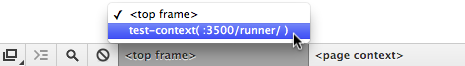 Selecting the test-context frame in Chrome