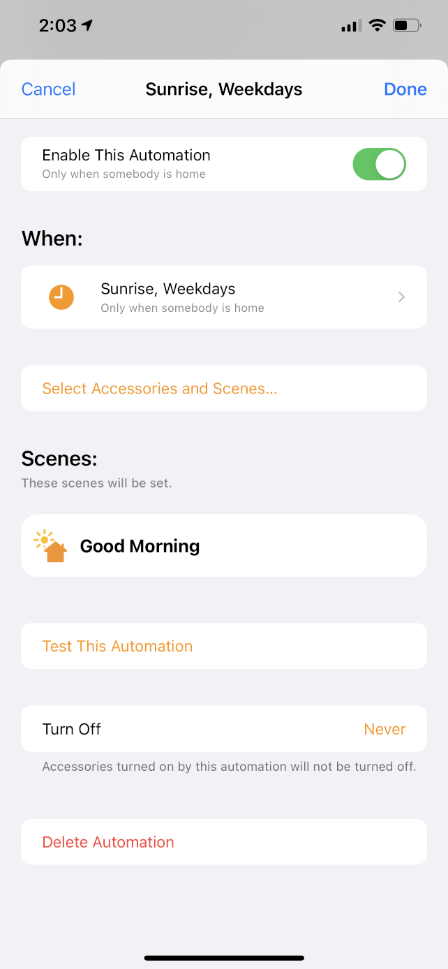 Sunrise ( Weekdays ) Automation